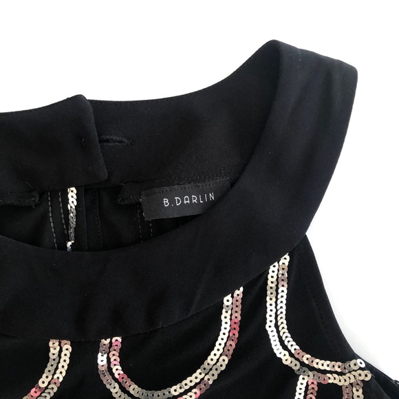 B. Darlin Black Sequin Sleeveless Dress LBD - Picture 3 of 4